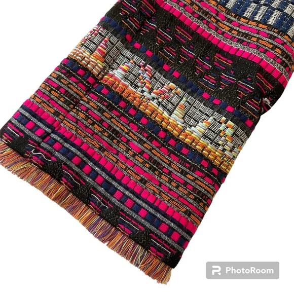 Trina Turk Layke Multi-Color Fringe Designer Dress Square Neck 3/4 Sleeves 2 - Picture 6 of 15